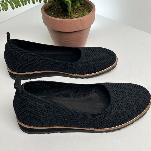 Eileen Fisher Etta Knit Slip-On Shoes Black Size 7‎ Comfort Flats Lightweight - Picture 5 of 13